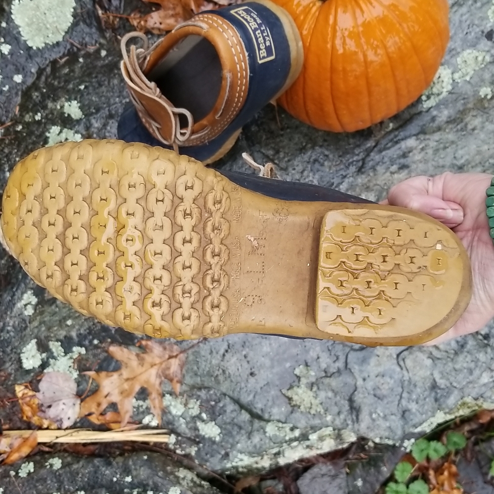 Vintage - L.L. Bean Maine Hunting Shoe Low Duck Boot Blue + Leather 9 - Picture 3 of 7